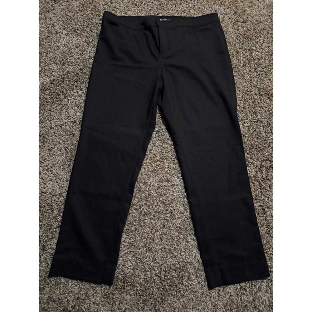 Chaps Womens Black Dress Pants Straight Leg Flat Front Trousers Size 16W 16+ 38